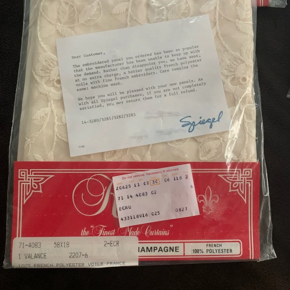KARPEL Vintage embroided valances/ JP panels (2) each NIB unopened